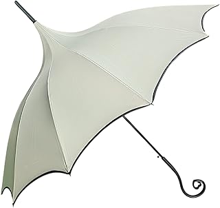 Dark Wing Auto Open Umbrella with Heart of Darkness Handle - Gothic Pagoda Top Design - 12 Rib Windproof Waterproof UV Protection - 41" Large Canopy