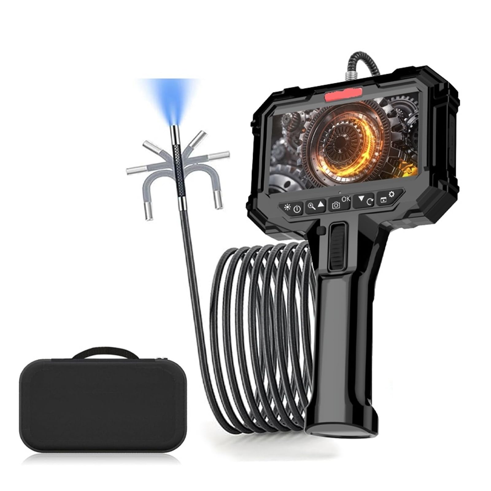 Periscopio, Periscopio articolato bidirezionale, telecamera for ispezione endoscopio industriale, schermo IPS da 5 pollici impermeabile