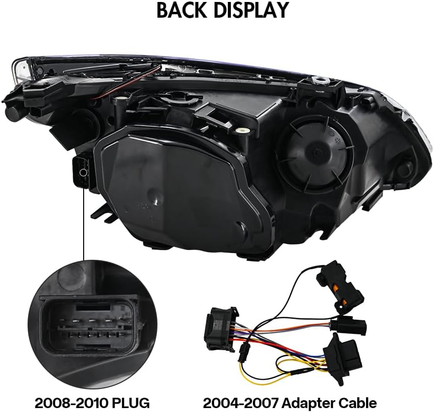 Projector Headlights for BMW 5 Series E60 E61 2005-2010 Frontlight with Animation Amber Sequential Turn Signal Driver & Passenger Side Front Head Lamp No Need Bulbs,Pair