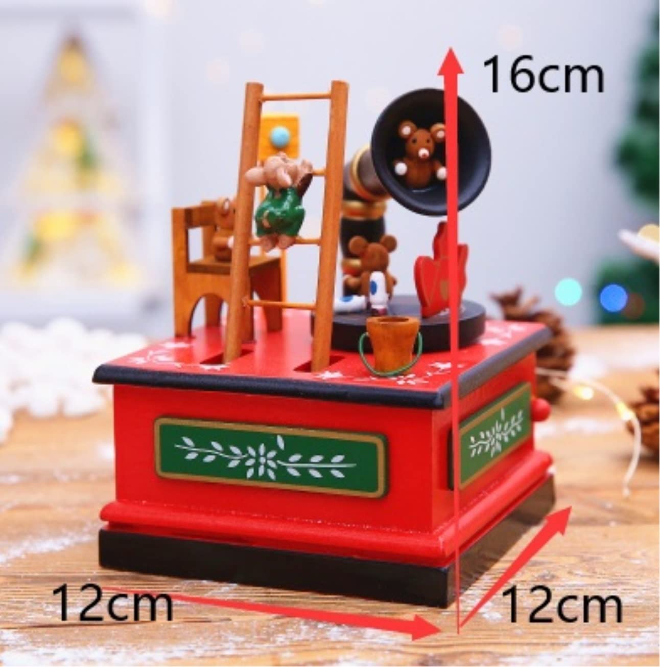 Caja de música Caja De Musica Niña Caja De Música De Navidad De Madera, Viento Tradicional, Navidad Giratoria Musical para Decoración Caja Musical Personalizada(A)