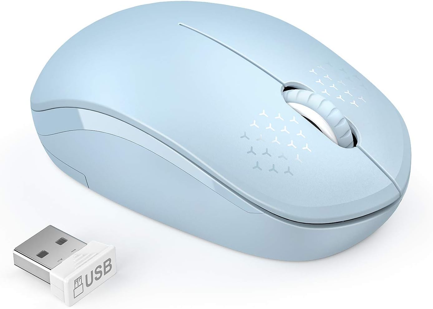 seenda Wireless Mouse, 2.4G Noiseless Mouse with USB Receiver Portable Computer Mice for PC, Tablet, Laptop with Windows System (Light Blue)