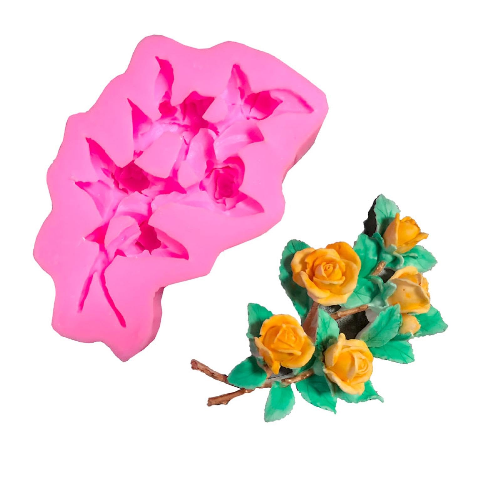 Moule en silicone pour la pâtisserie, 17 x 11 x 3,8 cm, moule en silicone pour modelage de bouquet de roses, moule à gâteau, moule à chocolat, moule à caramel