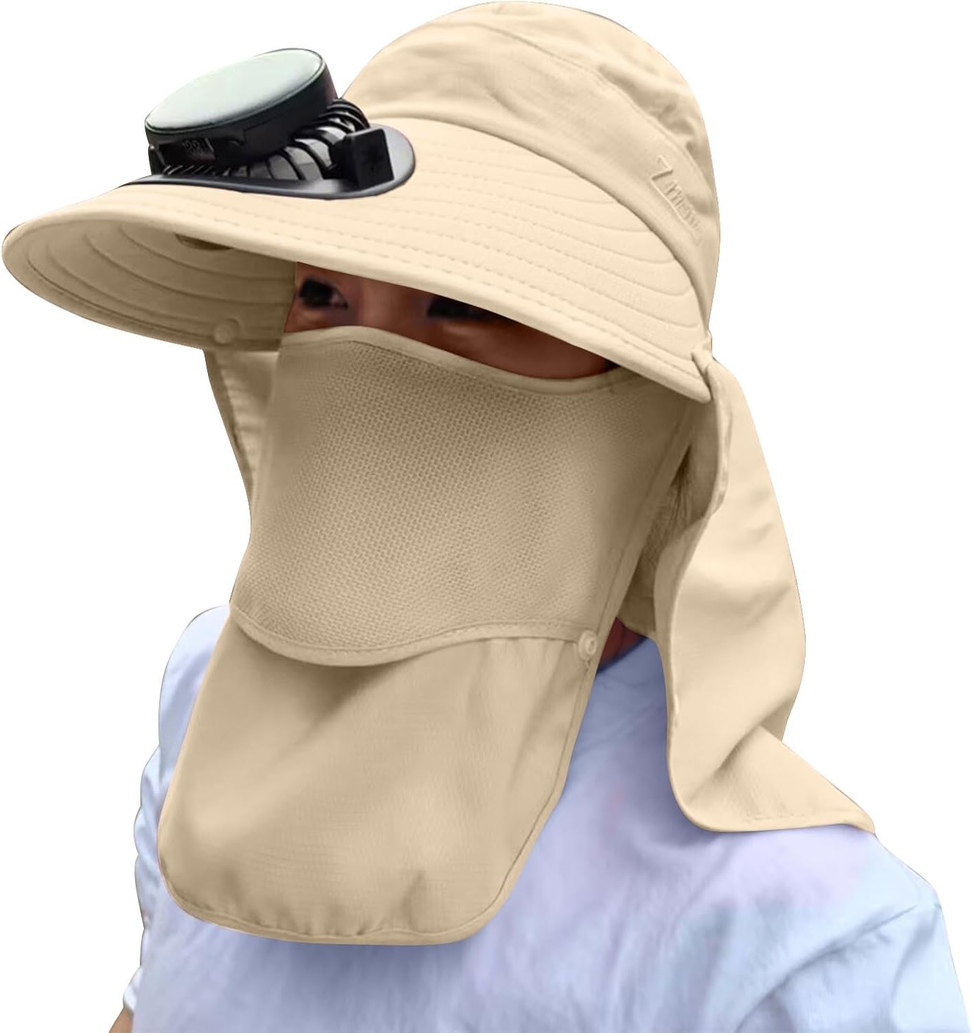 Womens Sun Hat Solar Powered Fan Digital Display Wide Brim Sun Protection Bucket Hat Adjustable Summer Outdoor Cap