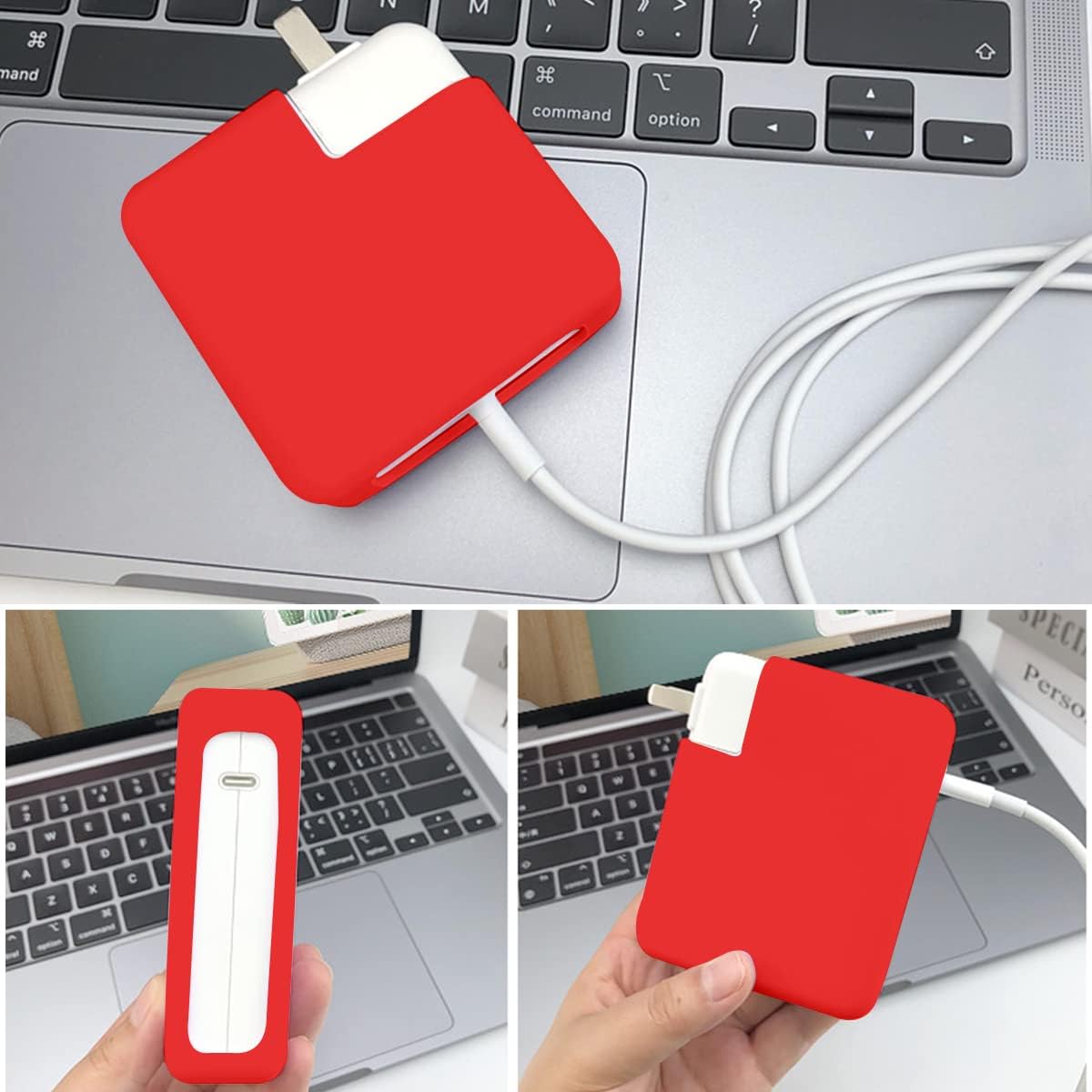 Ultra-Thin Soft Silicone 140W Power Adapter Sleeve Protective Case for 2021 2022 2023 2024 MacBook Pro 16 inch M4 A3186 A3403 M3 A2991 A2485 M1 A2780 M2 (140W) Charger Cover Case, Red - Image 6