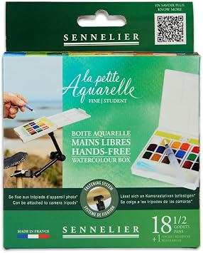 Sennelier La Petite Aquarelle Hands-Free Watercolor Set, 18-Color Set for Plein Air Painting and Sketching