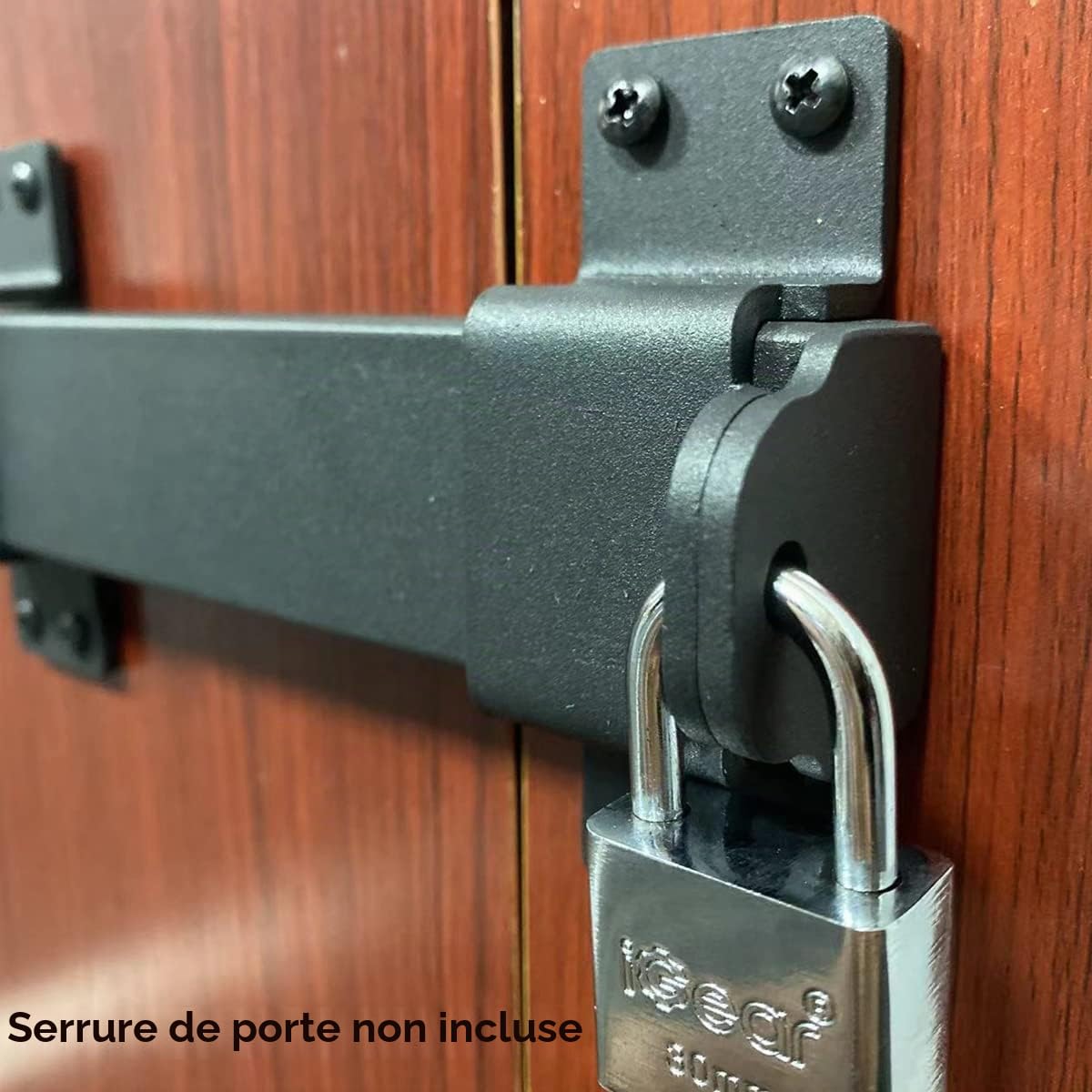 Verrou de portail robuste, loquet de porte réglable avec trou de cadenas pouvant être cadenassé pour plus de sécurité, pour portail de porte de grange, clôtures, garages, etc. (2 pièce)