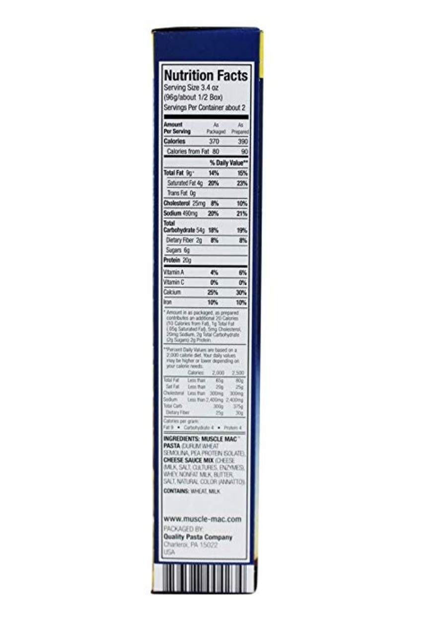 Muscle Mac High Protein Macaroni and Cheese 20g Protein per serving (10 Pack)