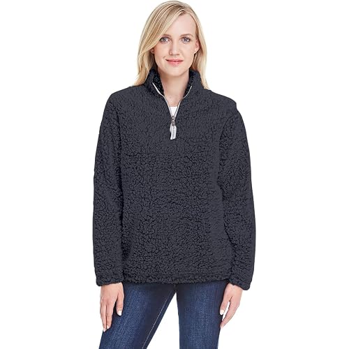 J America Ladies' Epic Sherpa 1/4 Zip L BLACK
