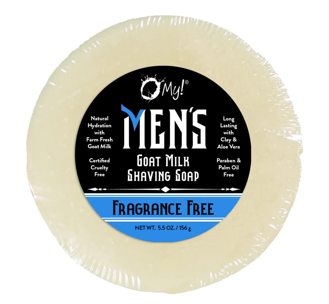 O My! Goat Milk Shaving Soap 5.5z - Fragrance Free | Get your Healthy Goat Milk Wet-Shave On with O My! | Paraben Free | Shea Butter, Vit E | Leaping Bunny Certified | Handmade in USA