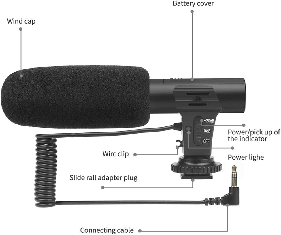 Camera Video Microphone DSLR Interview Cardioid Directional Camcorder External Microphones for Recording 3.5mm Interface