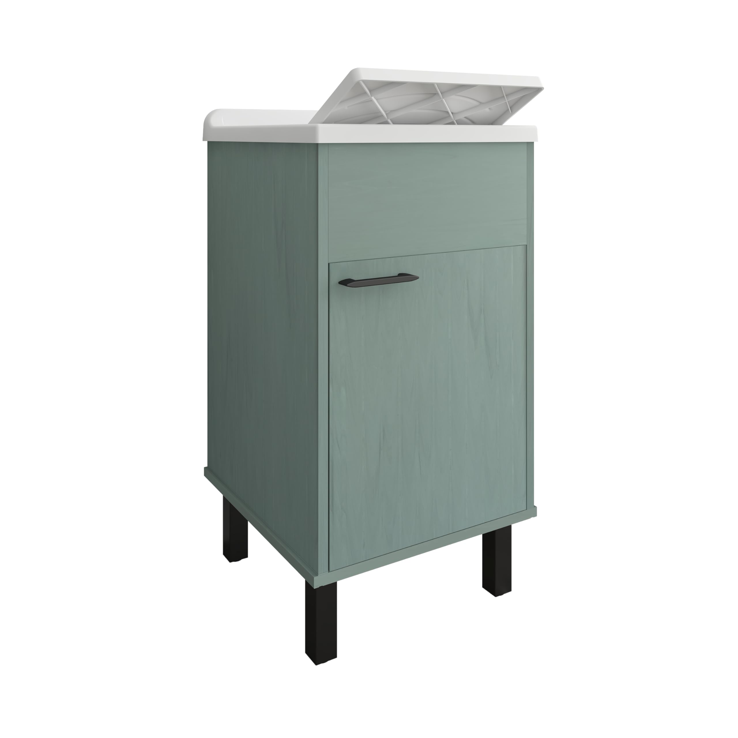 Negrari Mobile Lavatoio in PVC con vasca in PP, Resistente agli acidi di uso comune, Resistente all'umidità, Kit di scarico incluso, Interno e Esterno, L45 x P50 x H85 cm, Colore Verde Scuro