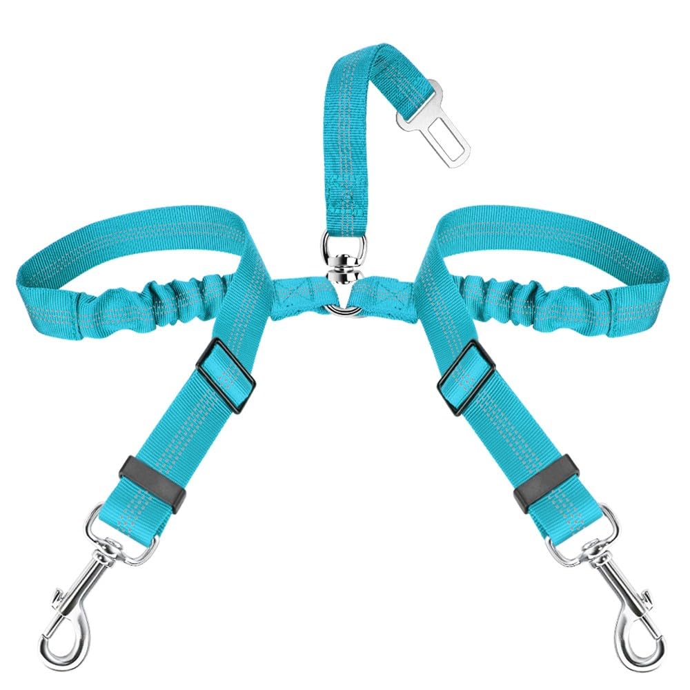 SlowTon Anschnallgurt Hund Auto, 2 in 1 verhedderungsfreier langlebiger elastischer Hundegurt fürs Auto, Verstellbarer reflektierender Sicherheitsgurt Hunde für Auto auf Reisen & Ausgehen