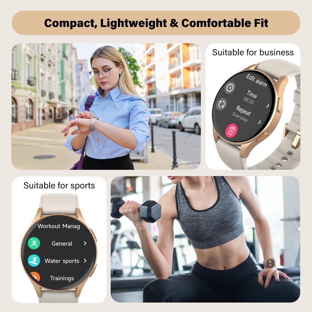 Reloj inteligente para mujer, Alexa integrado, GPS, HRV, VO2 Max, oxígeno en sangre, monitor de sueño y estrés, brújula, altímetro, AMOLED de 1.32 pulgadas, fitness y salud de la mujer 7