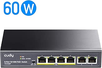 Cudy FS1006P 6-Port 100Mbps PoE+ Unmanaged Switch, 60 W, 4 10/100Mbps PoE+ Ports, 802.3af/ 802.3at, 250M Long Distance in CCTV Mode, Metal housing - coolthings.us