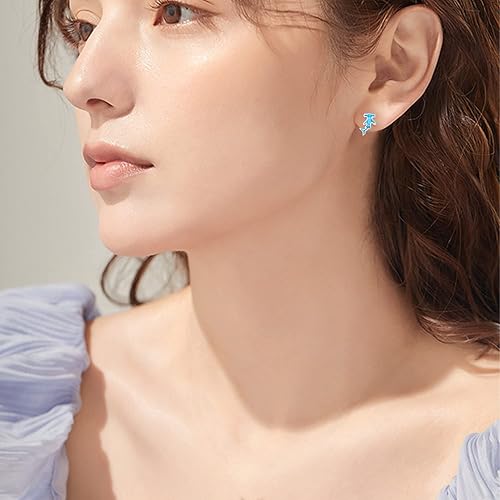 Miniatura 5 de Aretes de tiburóntortuga marinaballena asesinamantarraya para mujer, aretes de plata de ley 925 con diseño de océano, bonitos regalos de joyería