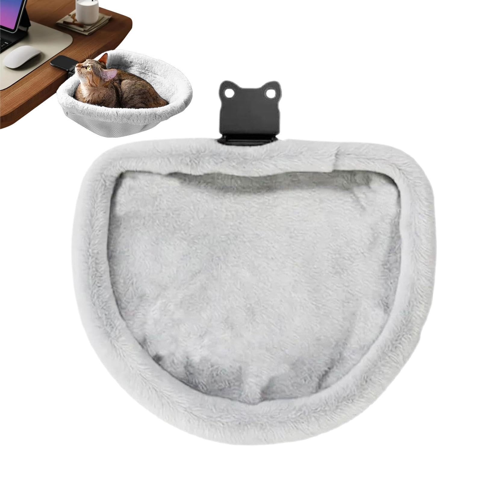 Soporte De Escritorio Para Cama Para Gatos: Percha Plegable Que Ahorra Espacio, Hamaca Para Gatos Montada En Escritorio De Franela Transpirable Para Oficina Y Juegos En Interiores | Para Pequeño