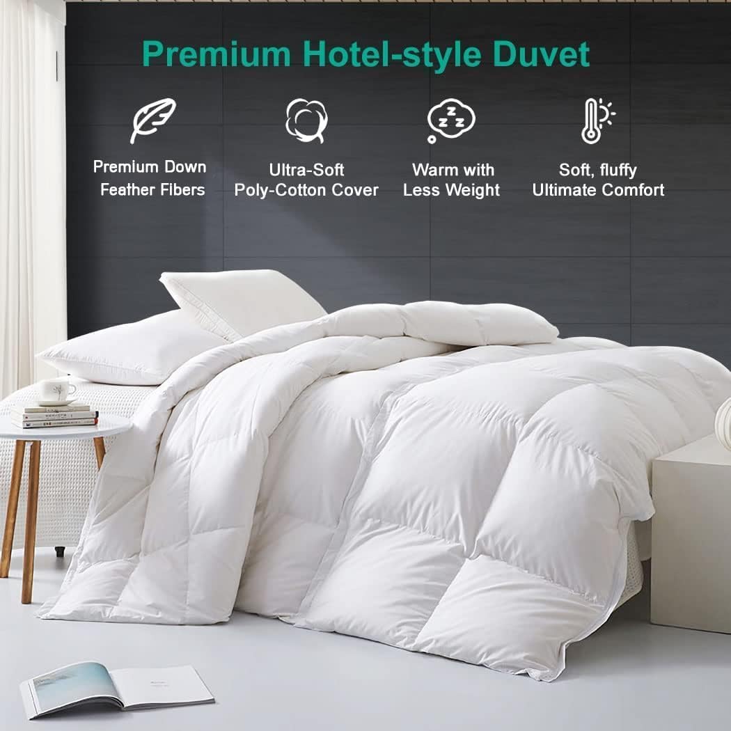 APSMILE Lussuoso piumone in fibre di piuma, per letto matrimoniale, per tutte le stagioni, ultra morbido, ad alta capacità di riempimento, collezione hotel, 963,9 g, soffice calore medio (172,7 x