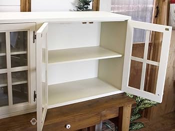 Amazon.co.jp: 吊り戸棚 透明ガラス扉 w120d30h50cm アンティーク