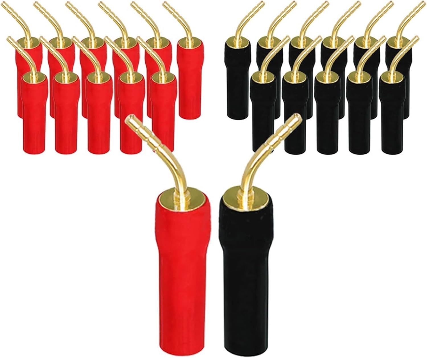 Banana 2/4 pcs Closed Screw 24K Gold Plated Banana Speaker Connectors for Speaker Wire(4 Pcs,Braid Type)