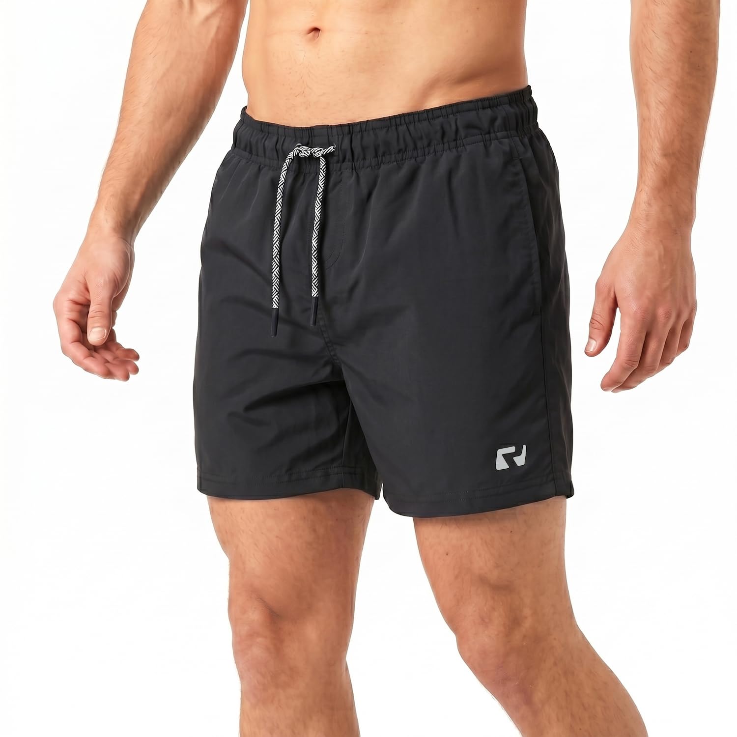 RIPT Men’s Quick Dry Swim Shorts with Mesh Lining Drawstring Waist UV50 Sun Protection Beach & Swimming Trunks (Black, XXL)