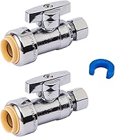 Vista 10 de SUNGATOR Paquete de 2 válvulas de parada angular, válvula de cierre de agua angular de 1/2 x 1/4 de pulgada, cierre de agua del inodoro, 1/4