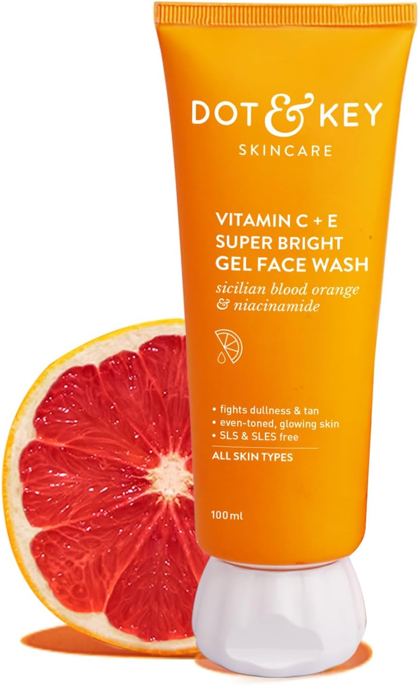 DOT & KEY Vitamin C + E Super Bright Gel Face Wash For Glowing And Brightening Skin | All Skin Types|With Triple Vitamin C| Face Wash For Women & Men|100 Ml