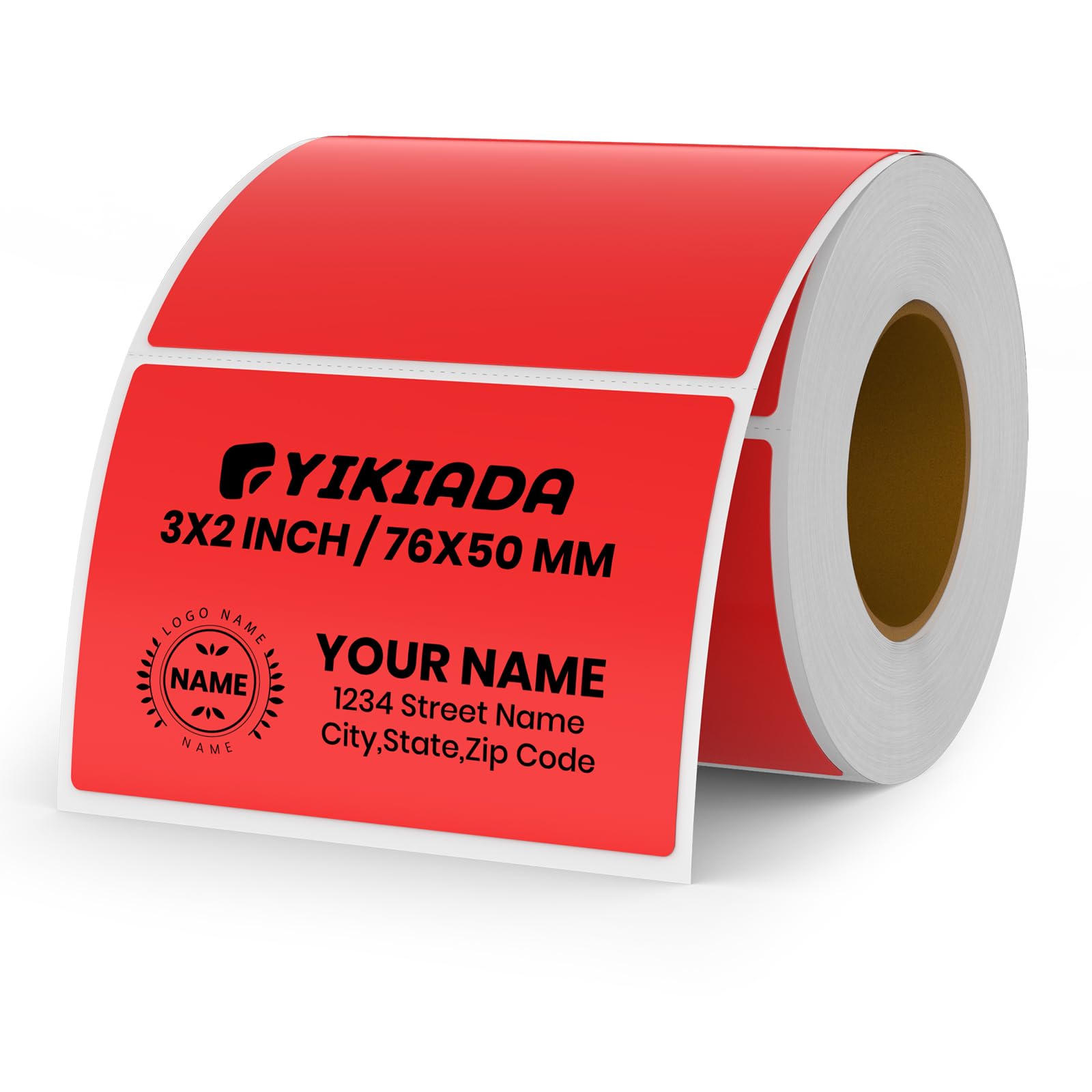 Etichetta Termica Rossa in Vinile Rotolo da 50 x 76 mm Adesivo Rettangolare Autoadesivo per Indirizzo Adesivo Impermeabile per Nome Codice a Barre Codice QR Fai da Te Confezione da 500