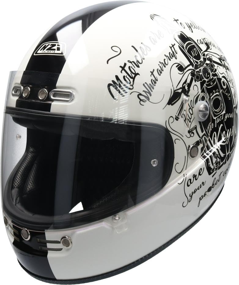 Casque jet NZI Street Track 4 Tank Bone blanc brillant grande taille XXL