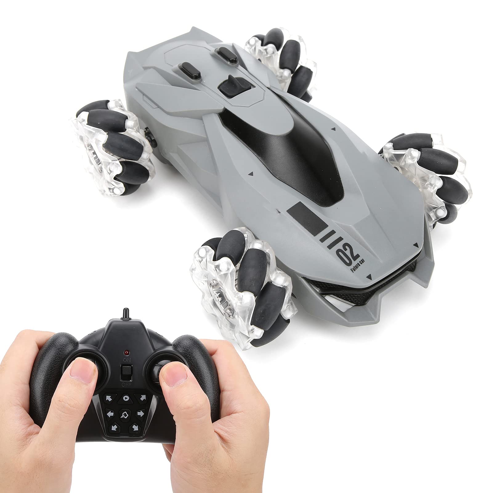 01 02 015 RC Stunt Car, Remote Control 4WD Spray RC Drift Car Grey Highly Simulated 1:24 for Boys for Girls
