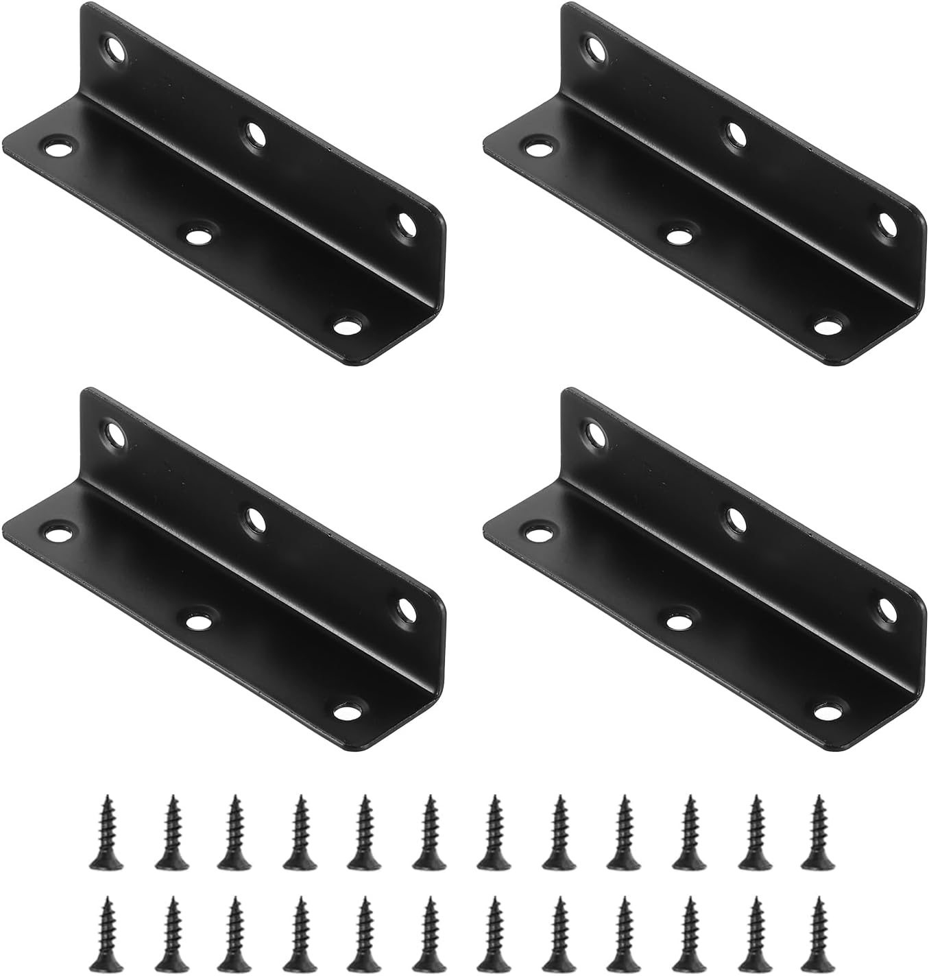 uxcell 20Pcs L-Shaped Brackets Corner Brace, 0.98"x0.98"x3.94" Corner Bracket Shelf Bracket Right Angle Brackets for Wood Shelves Furniture (25x25x100mm, Black)