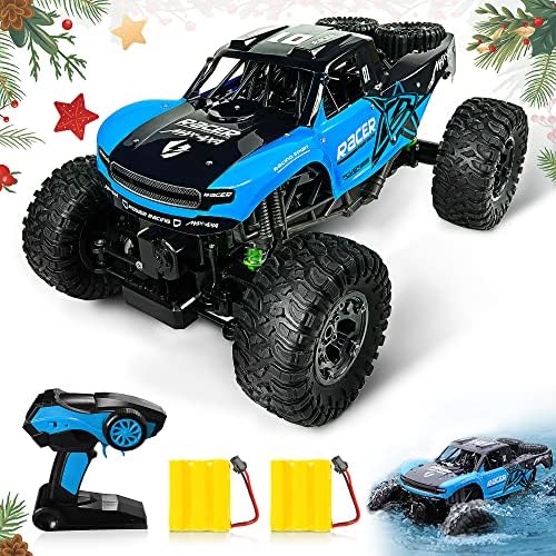 RC Cars 1:12 Remote Control Car, 2.4GHz Waterproof Racing Car Off-Road RC Crawler Toy Gift with Two Rechargeable Batteries