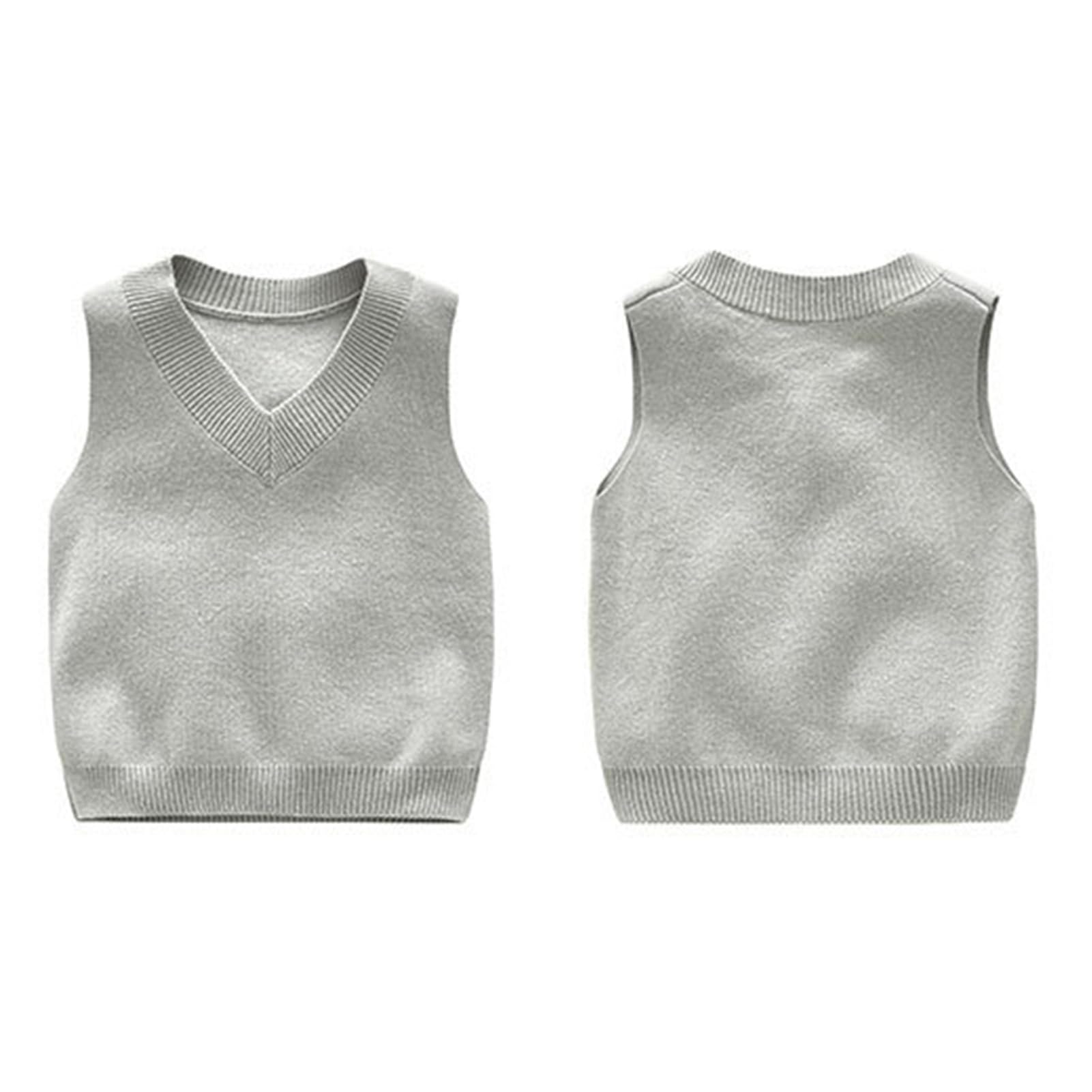 3 Piezas Niños Chaleco de Punto Cuello V Suéter Sin Mangas Jerséis Pullover Sweater