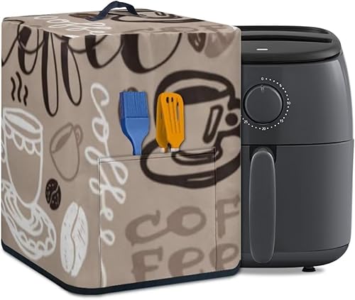 Funny Coffee Design Air Fryer Cover,Anti-splash Washable Air Fryer Dust Covers Small Coffee Maker Cooker Cover Fingerprint Protector