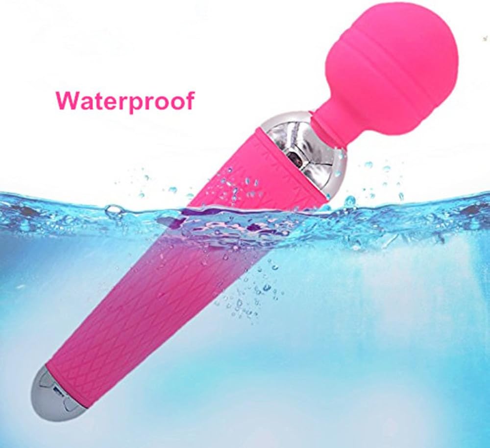 Wand Massager Waterproof with 10 Powerful Multi Speed Strong Vibration Patterns, Rechargeable Magic Body Electric Handheld Massager for Muscle Aches and Sports Recovery (Pink)