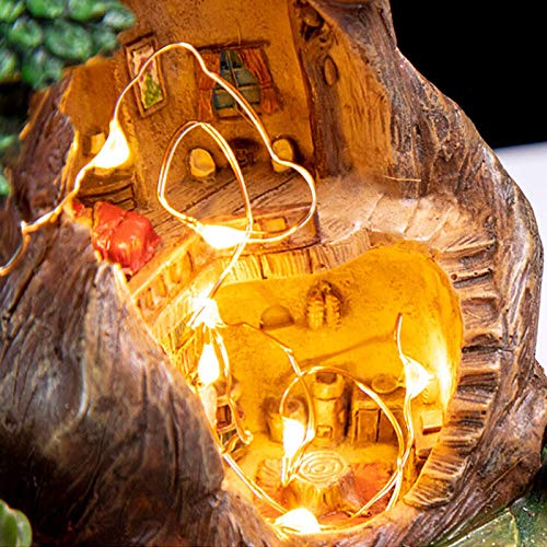 Develoo Fairy Garden Mini Succulent Pot, Creative Diy Resin Tree Shape Plants Pot With Led String Fleshy Flower Platter Pots Succulent Cactus Plant Pot Planters Gardening Gifts Statues #TOP2