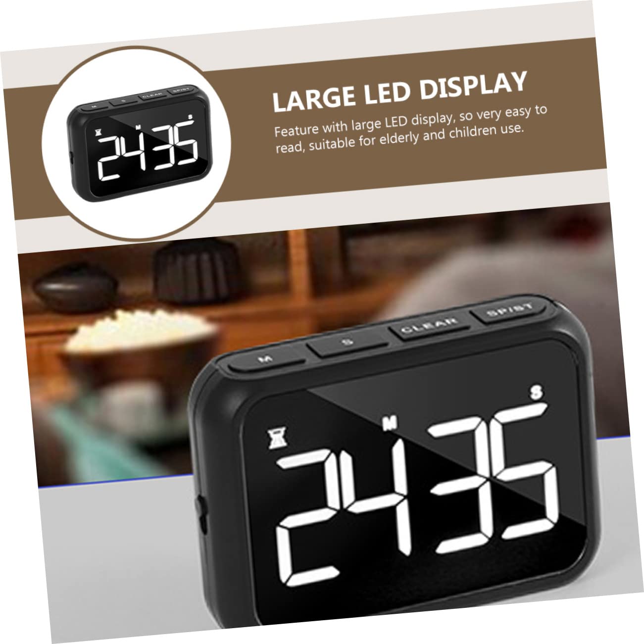 TOPBATHY 2pièces Minuteur De Cuisine Mécanique LED Minuterie De Électronique Rechargeable avec Support Magnétique Et Alarme Outil De Chronométrage pour Cuisine Boulangerie Et