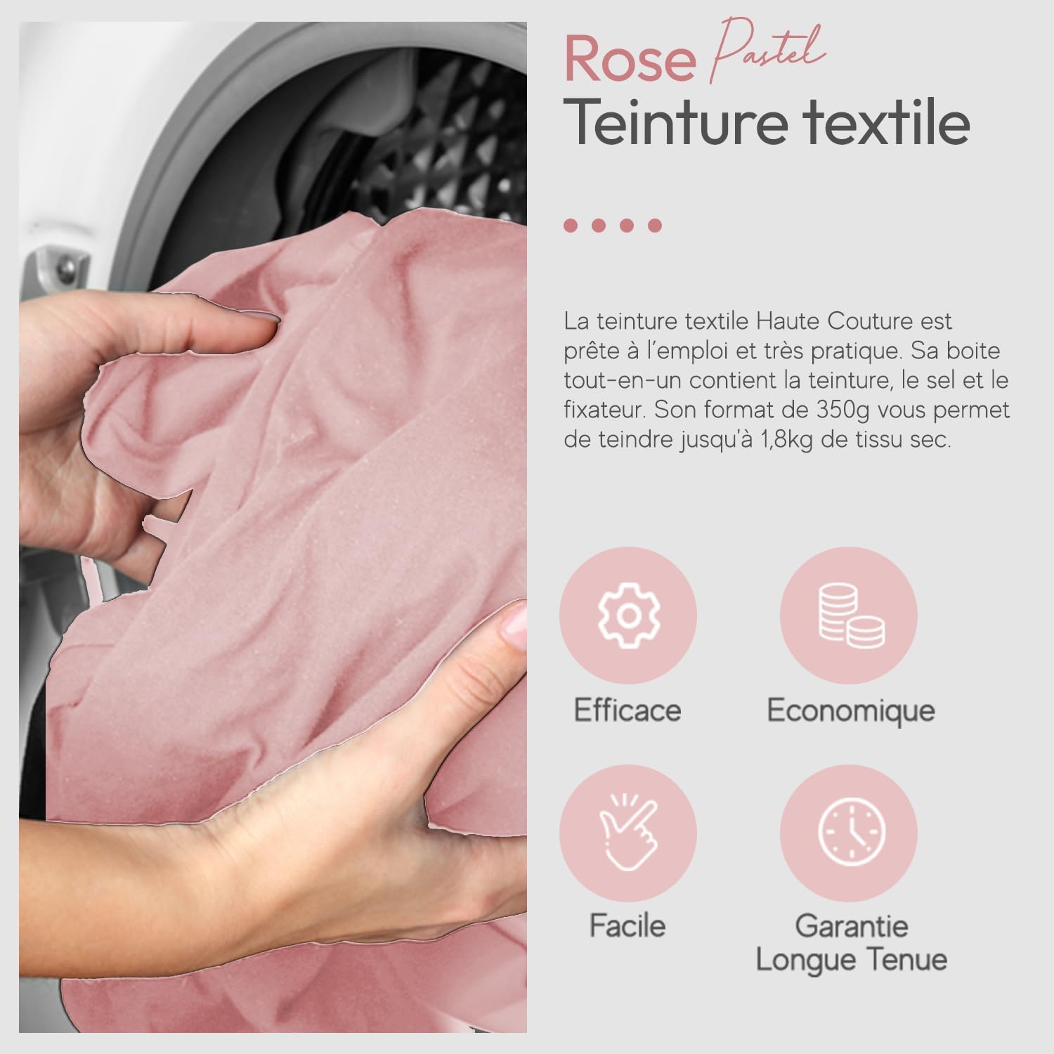 Image secondaire de Teinture Textile Rose Pastel Haute Couture - 350g Prêt à l'Emploi pour Vêtements