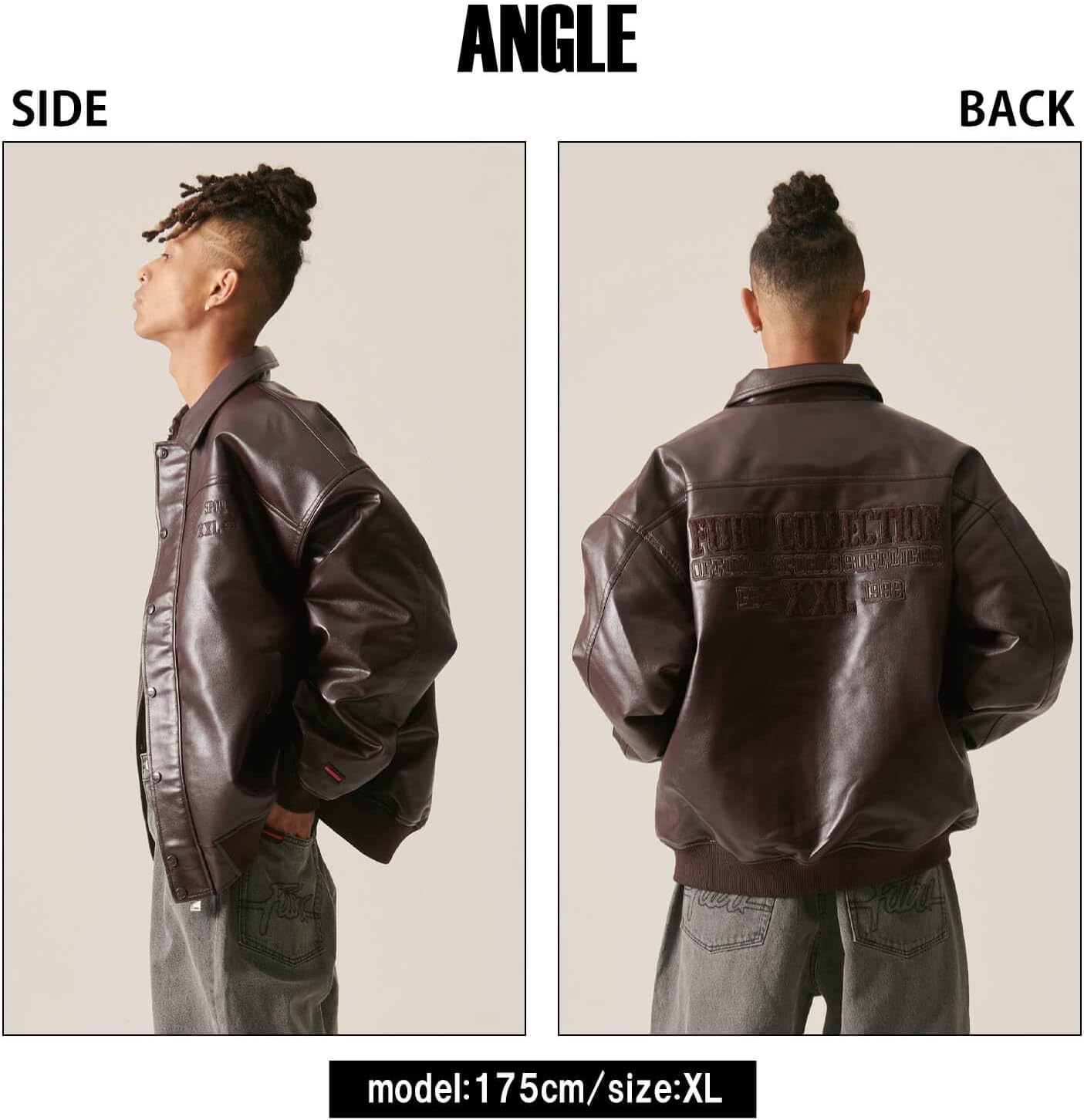 フブ] ジャケット ブルゾン フェイクレザー MA-1 メンズ レディース