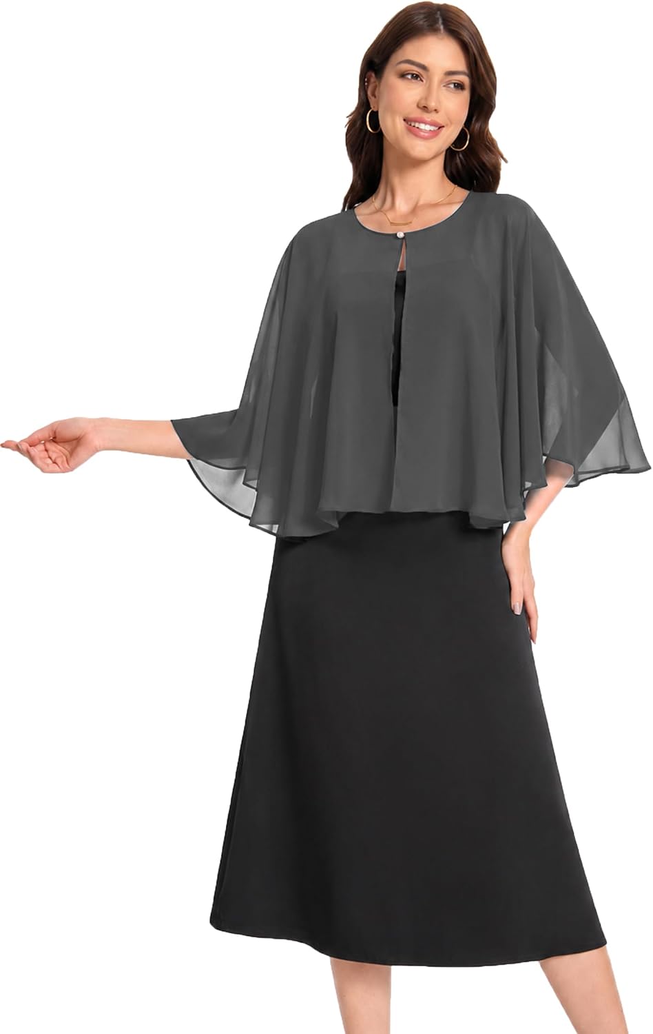 Shawls and Wraps for Dresses Chiffon Capelet Soft Cover Up For Women