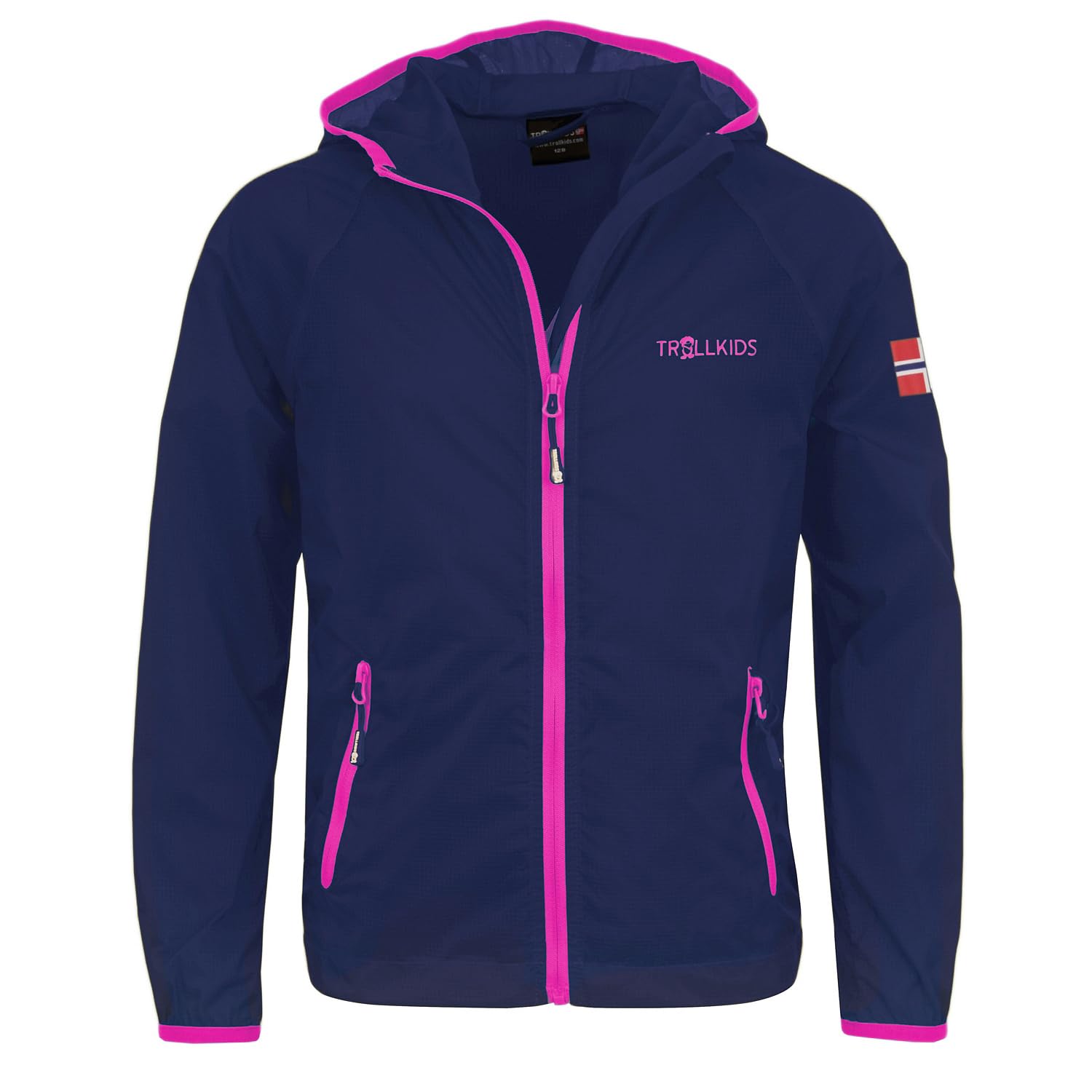 Trollkids Kids Fjell Running Jacket 152, Navy/pink