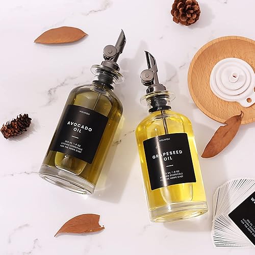 Miniatura 27 de Molimoli Botella dispensadora de aceite de oliva para cocina, dispensador de aceite con vertedor pesado, dispensador de botellas de vidrio