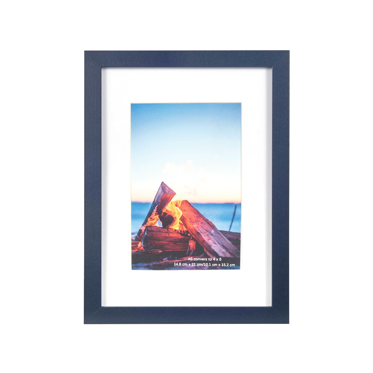 Navy Blue Wooden A5 Picture Frame Set of 4, Freestanding and Wall Mountable, A5-4P - Image 4