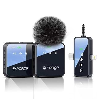 PQRQP 3-in-1 Mini Microphone for iPhone/Android/Camera, Hi-Fi Audio, 48kHz/24-bit,Wireless Microphone, 328ft Range, 18H Battery, Lapel Mic with Noise Reduction for TikTok, YouTube - Amazon product rated Grade B