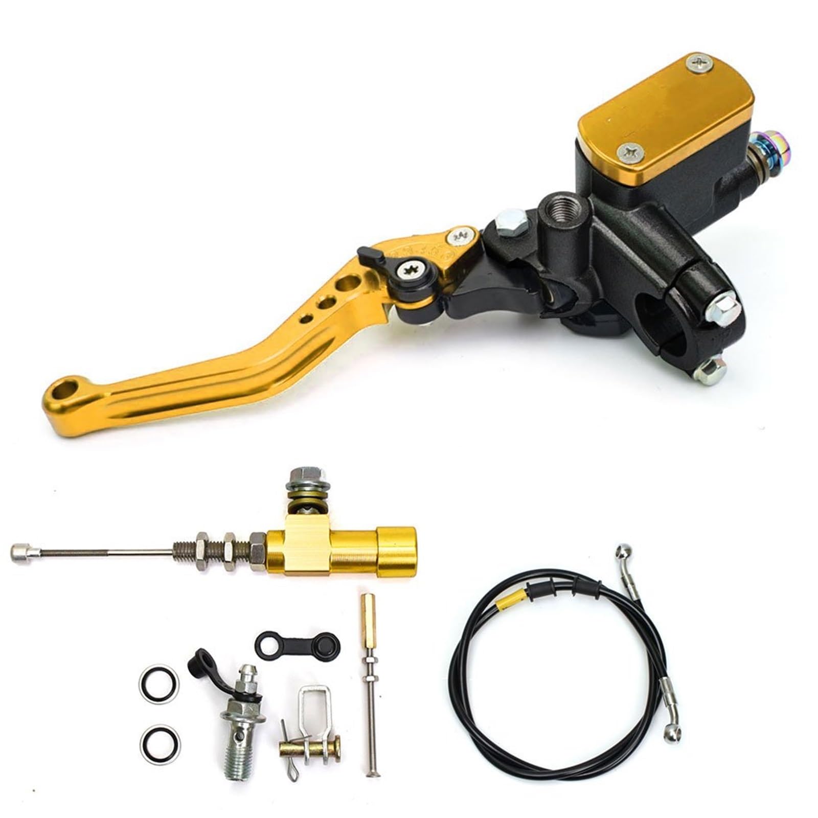 IUKMR Motorcycle Clutch Brake Lever 22mm Motorcycle CNC Hydraulic Clutch Kit Lever Master Cylinder Knitting Oil Hose(G)