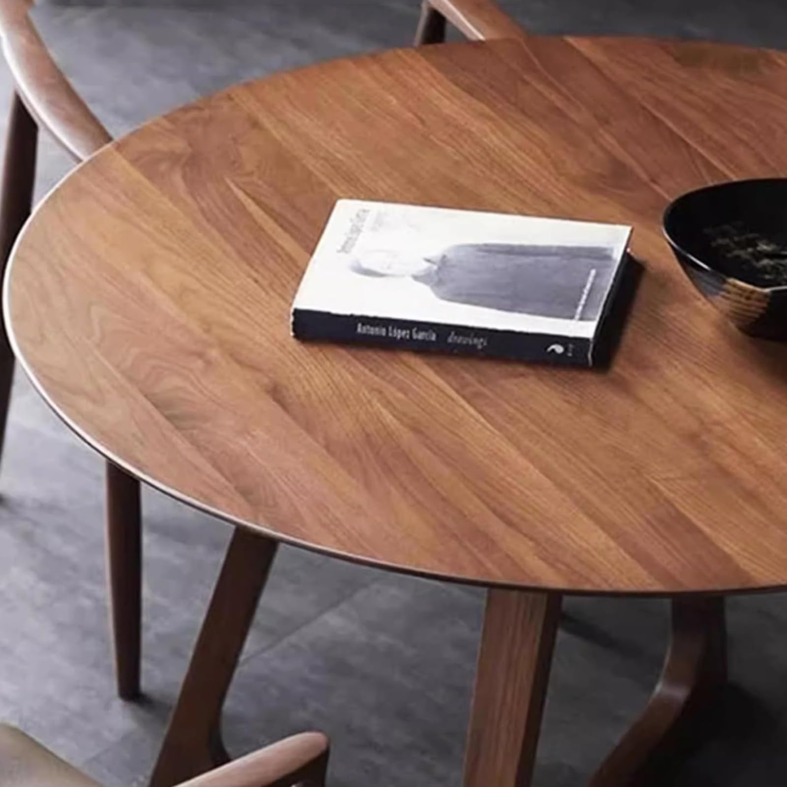 Walnut Round Dining Table for 2-4, Mid Century Modern Solid Wood