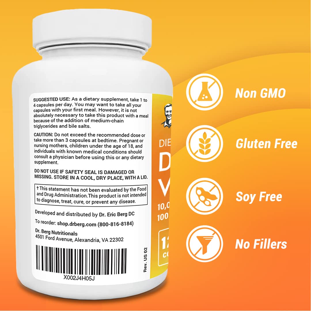 Buy Dr. Berg's Vitamin D3 K2 w/ MCT Oil Includes 10,000 IU of Vitamin D3, 100 mcg MK7 Vitamin