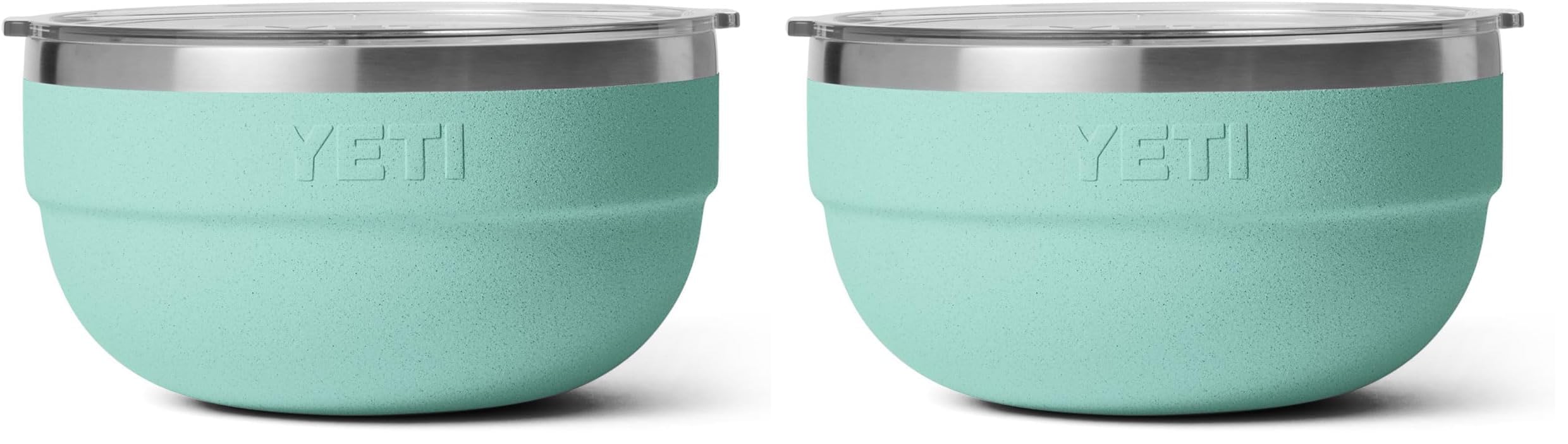 YETI Rambler Bowls, Vacuum Insulated, Stackable and Nestable Stainless Steel Bowl with Lid, 2 Quart, Sea Stone (Pack of 2)