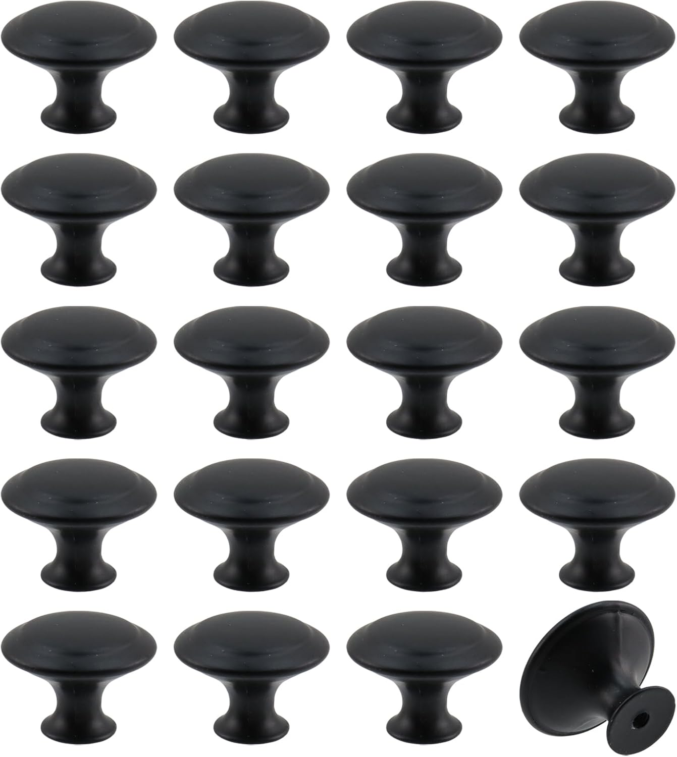 Geesatis 20 pcs Black Cabinet Knobs Round Brushed Nickel Drawer Knobs Modern Cabinet Door Knobs Kitchen Cabinet Knobs, with Mounting Screws, Knob Dia 1.2 inch