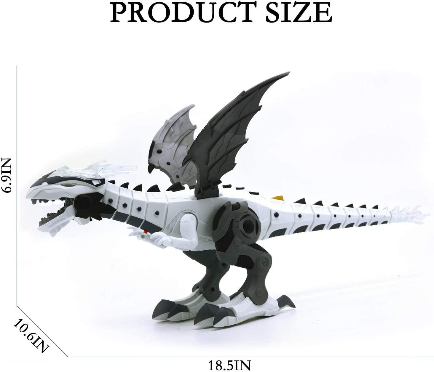 Kome Walking Dinosaur Toy with Breathing Smoke, Battery Powered Christmas Toy Shaking Head, Light Up Eyes and Sounds Mist Spray Flashing Lights Robot