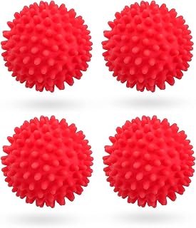WHATON 4/6/8 Pcs Dryer Ball, Dryer Balls, Tumble Dryer Balls, Fluffier Balls, Reusable Dryer Balls Underwear (Color : Rot, Size : 4 PCS)